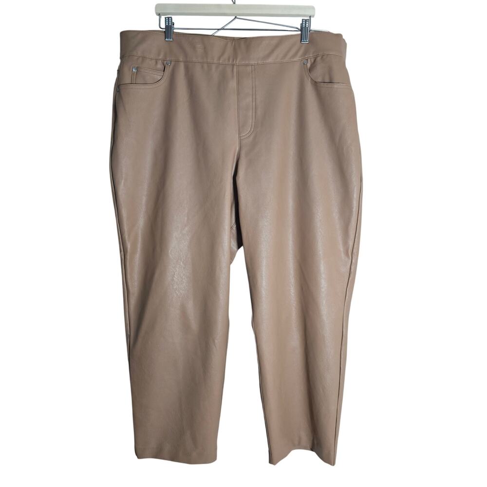 Women's 3XL Spanx Faux Leather Brown Straight Leg Leggings Plus Slim Work Fall